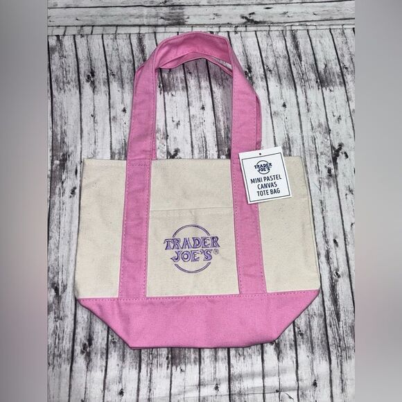 Trader Joe's Special Edition Mini Pastel Canvas Tote Bag - Picture 1 of 1